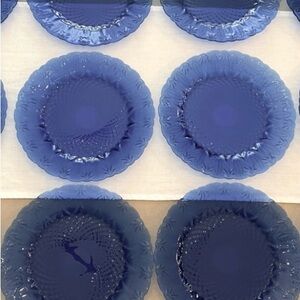 (6) NWOTs Royal (Blue) Sapphire French Dinner Plates and Storage Bag.